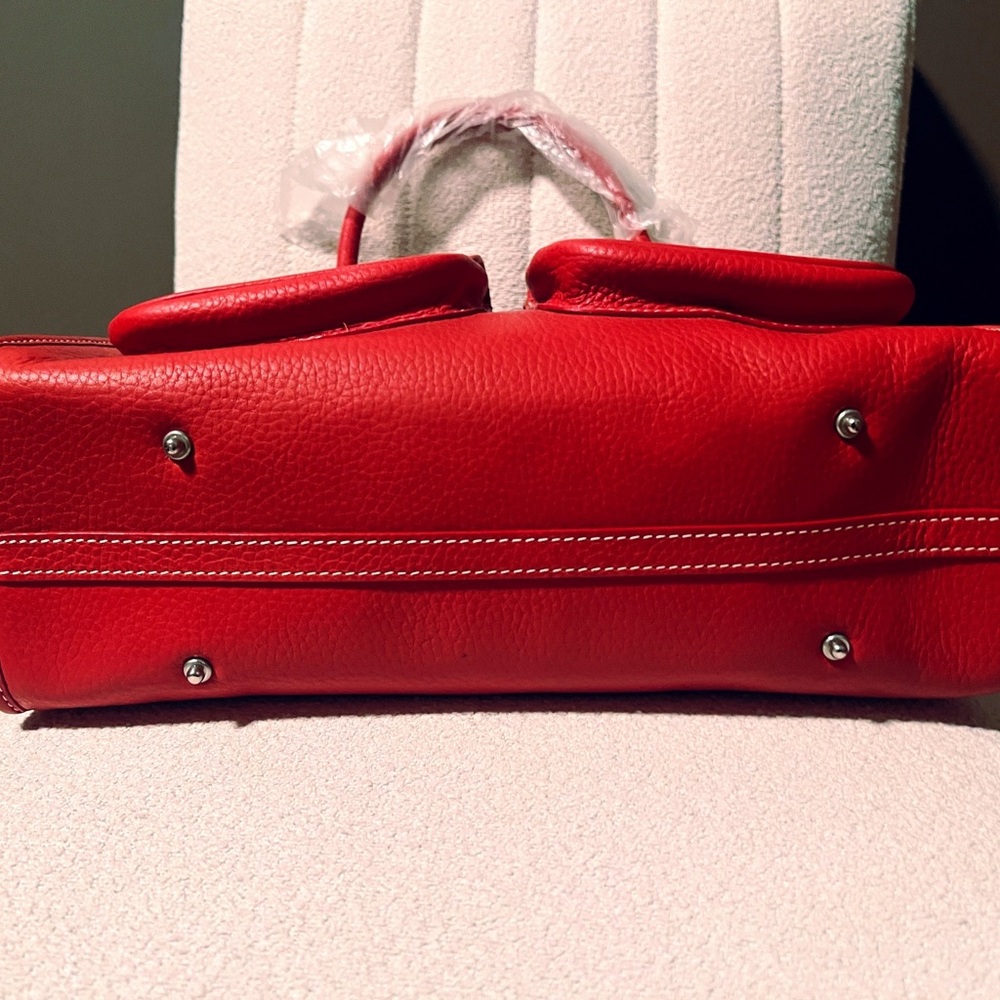 NWT Dooney & Bourke Red Pebble Grain Double Pocket Tote - RETIRED - Picture 5 of 15